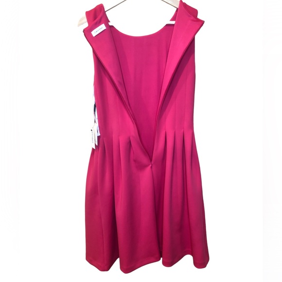 Calvin Klein || NWT || Pink Hibiscus Fit & Flare Soft Pleated Mini Dress - Picture 2 of 10